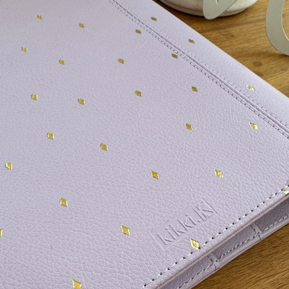 kikki.K Lavender Tablet/Planner Cover with Gold Diamond Accents